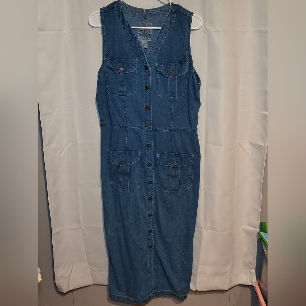 Denim Sleeveless Button-Down Dress